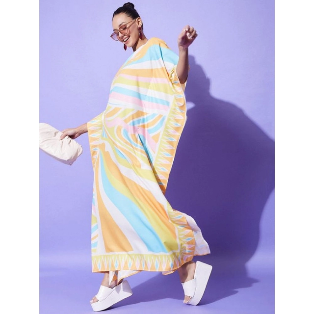 Satin Colour Blocking Kaftan Dress (Multicolor) - Image 5