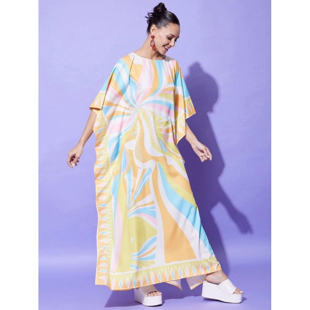 Satin Colour Blocking Kaftan Dress (Multicolor) - Image 3