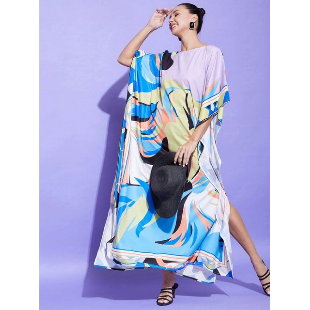Satin Colour Blocking Kaftan Dress (Multicolor) - Image 5