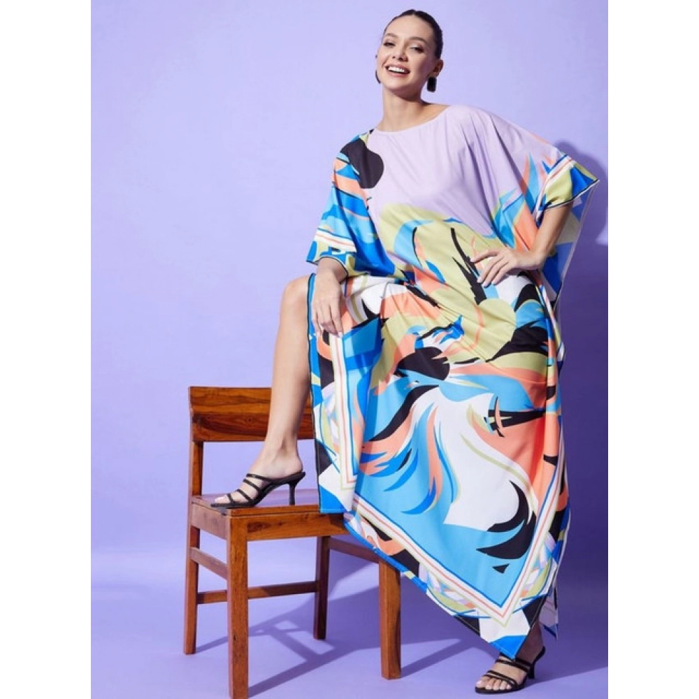Satin Colour Blocking Kaftan Dress (Multicolor) - Image 4