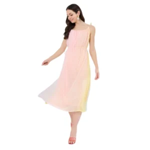 Georgette Ombre Sleeveless Dress (Peach)