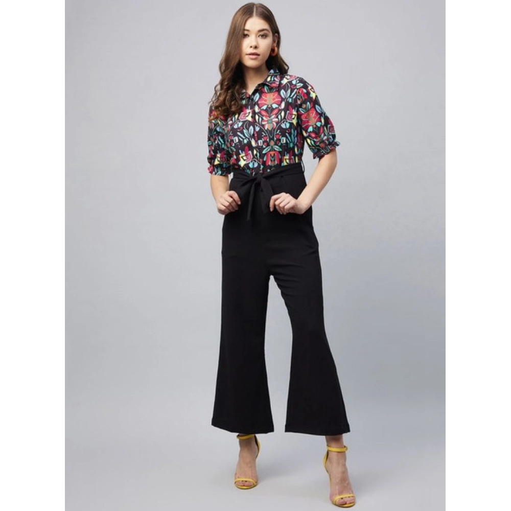 Polyester Floral Short Sleeve Jumpsuit (Multicolor) - Image 5