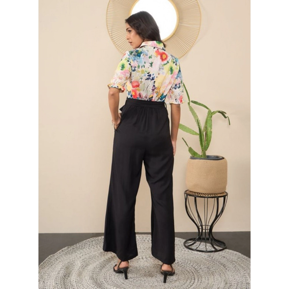 Polyester Floral Half Sleeves Jumpsuit (Multicolor) - Image 4