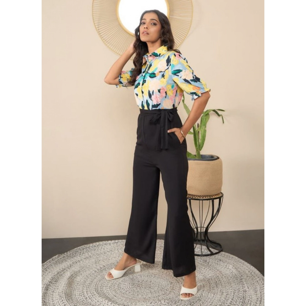 Polyester Floral Half Sleeves Jumpsuit (Multicolor) - Image 3