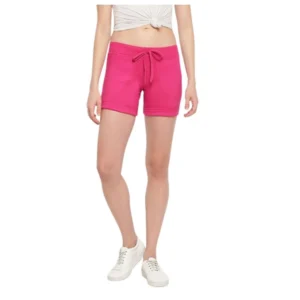 Cotton Solid Elasticated Shorts (Pink)