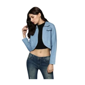 Denim Solid 3-4th Sleeves Shrug (Blue)