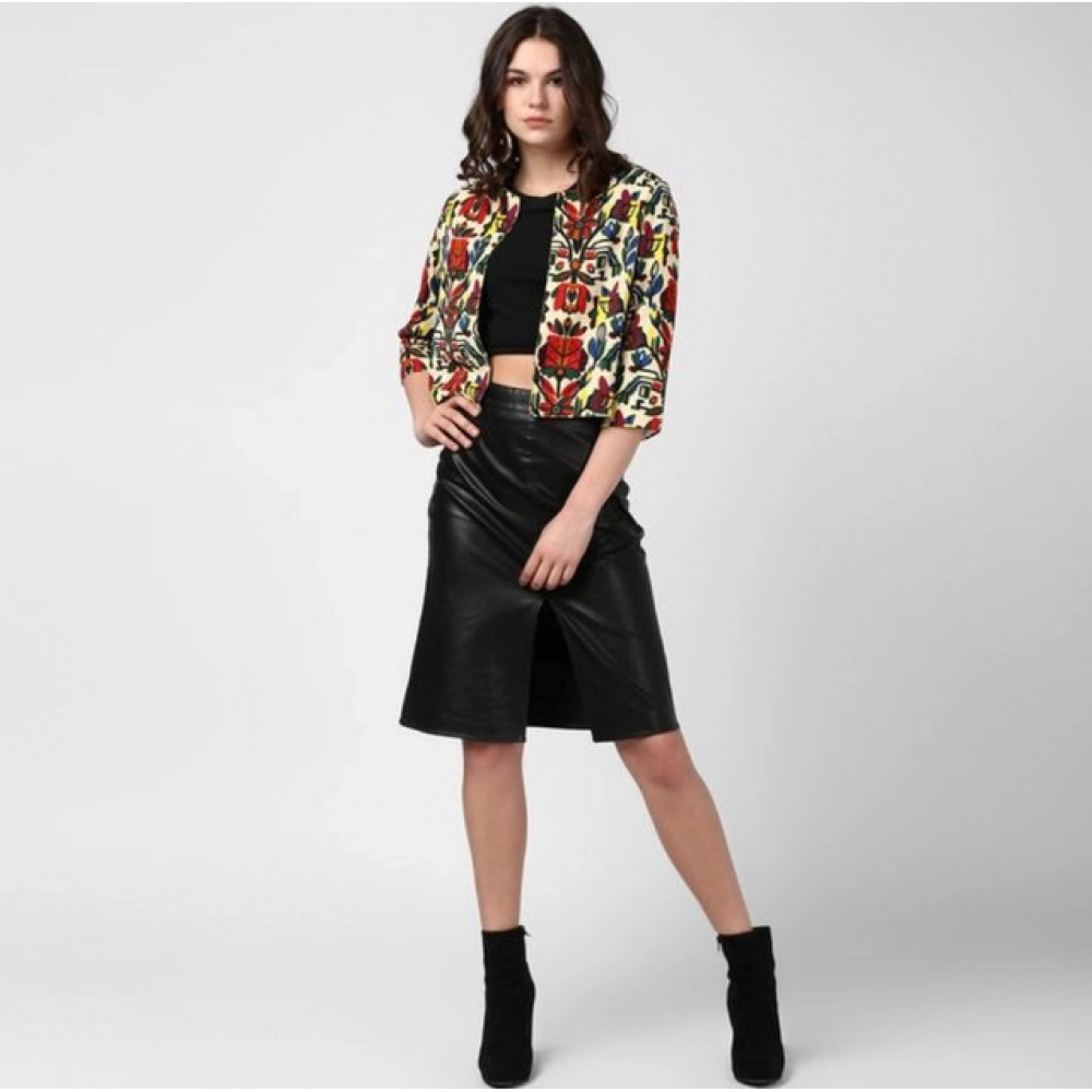 Polyester Floral 3-4th Sleeves Shrug (Multicolor) - Image 3