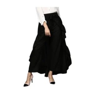 Rayon Ruffled Elasticated Skirt (Black)