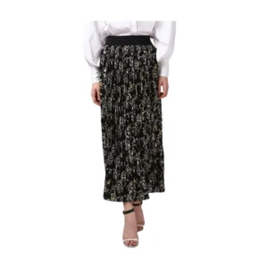 Georgette Chain Print Elasticated Skirt (Black-Cream)