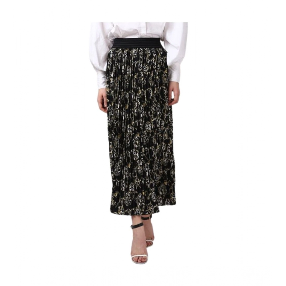 Georgette Chain Print Elasticated Skirt (Black-Cream)