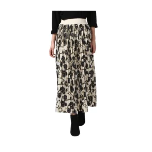 Georgette Chain Print Elasticated Skirt (Cream-Black)