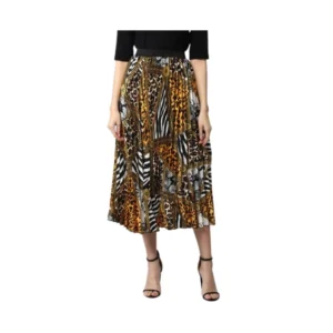 Satin Pleated Elasticated Skirt (Multicolor)