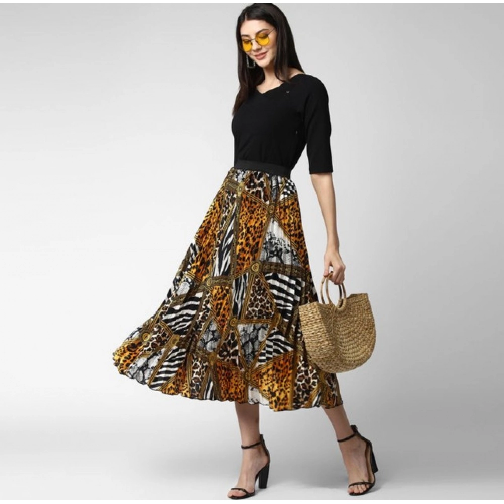 Satin Pleated Elasticated Skirt (Multicolor) - Image 4