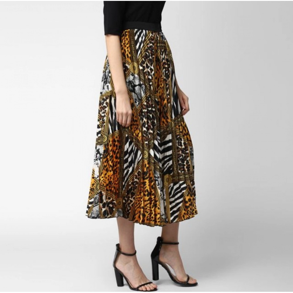 Satin Pleated Elasticated Skirt (Multicolor) - Image 3