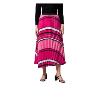 Satin Pleated Elasticated Skirt (Pink)