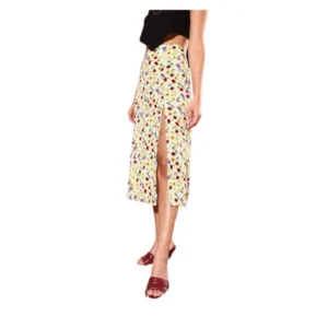 Polyester Floral Side Zip Skirt (Multicolor)