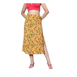 Polyester Floral Side Zip Skirt (Multicolor)