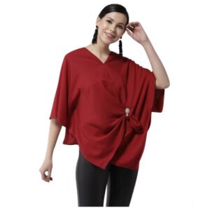 Solid Cape Sleeve Top (Red)
