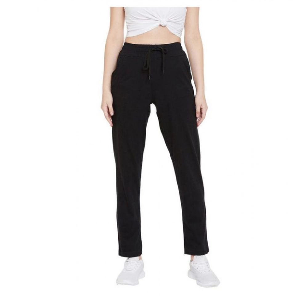 Cotton Solid Elasticated Track Pants (Black)