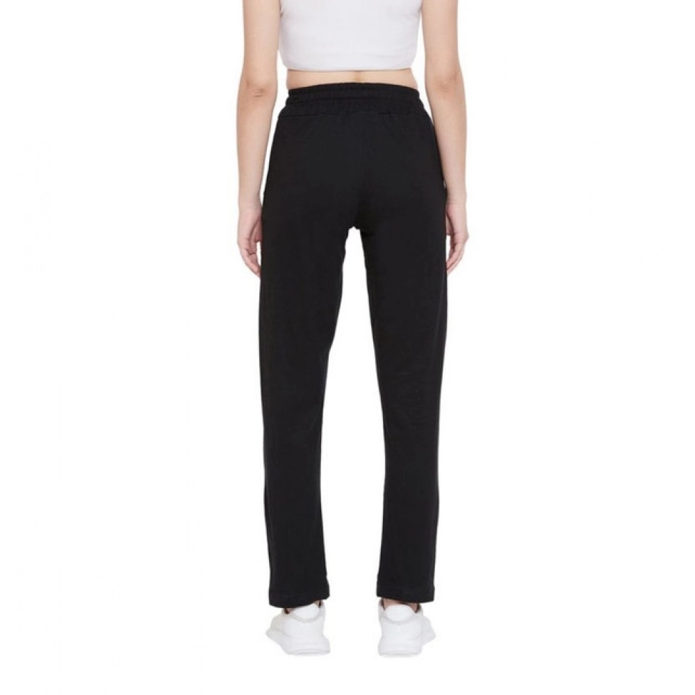 Cotton Solid Elasticated Track Pants (Black) - Image 2