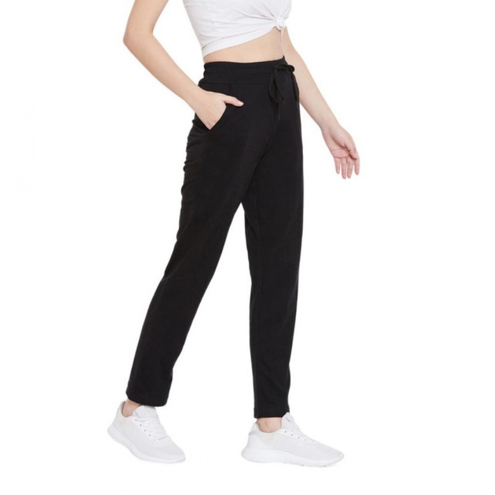Cotton Solid Elasticated Track Pants (Black) - Image 5
