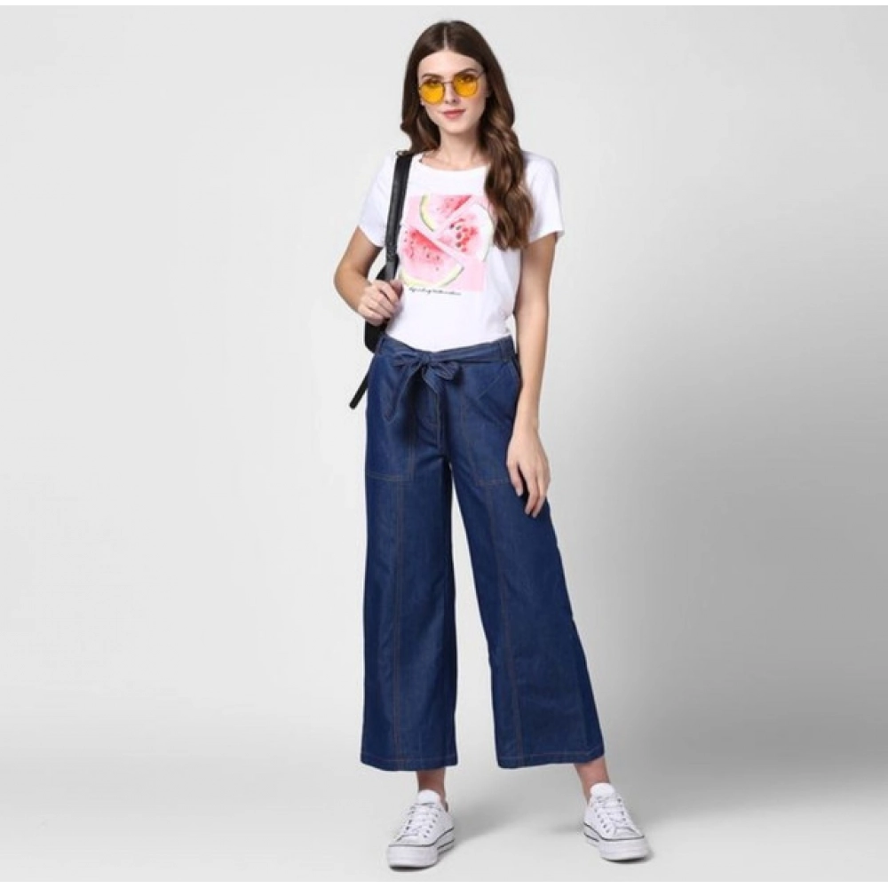 Denim Solid Elasticated Trousers (Blue) - Image 3