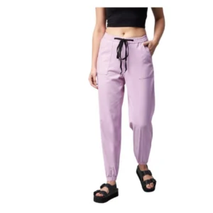 Coton Twill Solid Elasticated Trousers (Lavender)