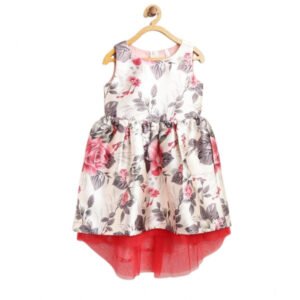 Girl's Polyester ; Net Inset Sleeveless Dress with Net Inset (Off White)
