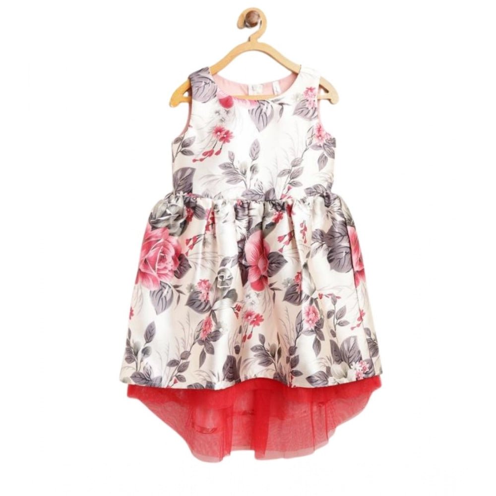Girl's Polyester ; Net Inset Sleeveless Dress with Net Inset (Off White)