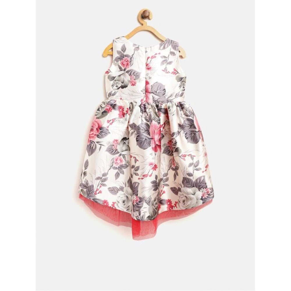 Girl's Polyester ; Net Inset Sleeveless Dress with Net Inset (Off White) - Image 2