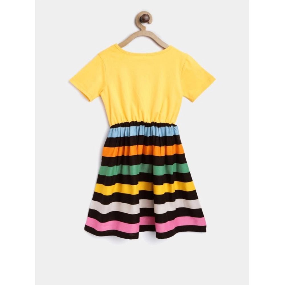 Girl's Cotton Striped Short Sleeve Dress (Multicolor) - Image 2
