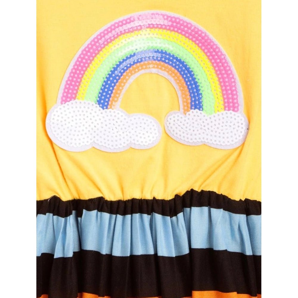 Girl's Cotton Striped Short Sleeve Dress (Multicolor) - Image 3