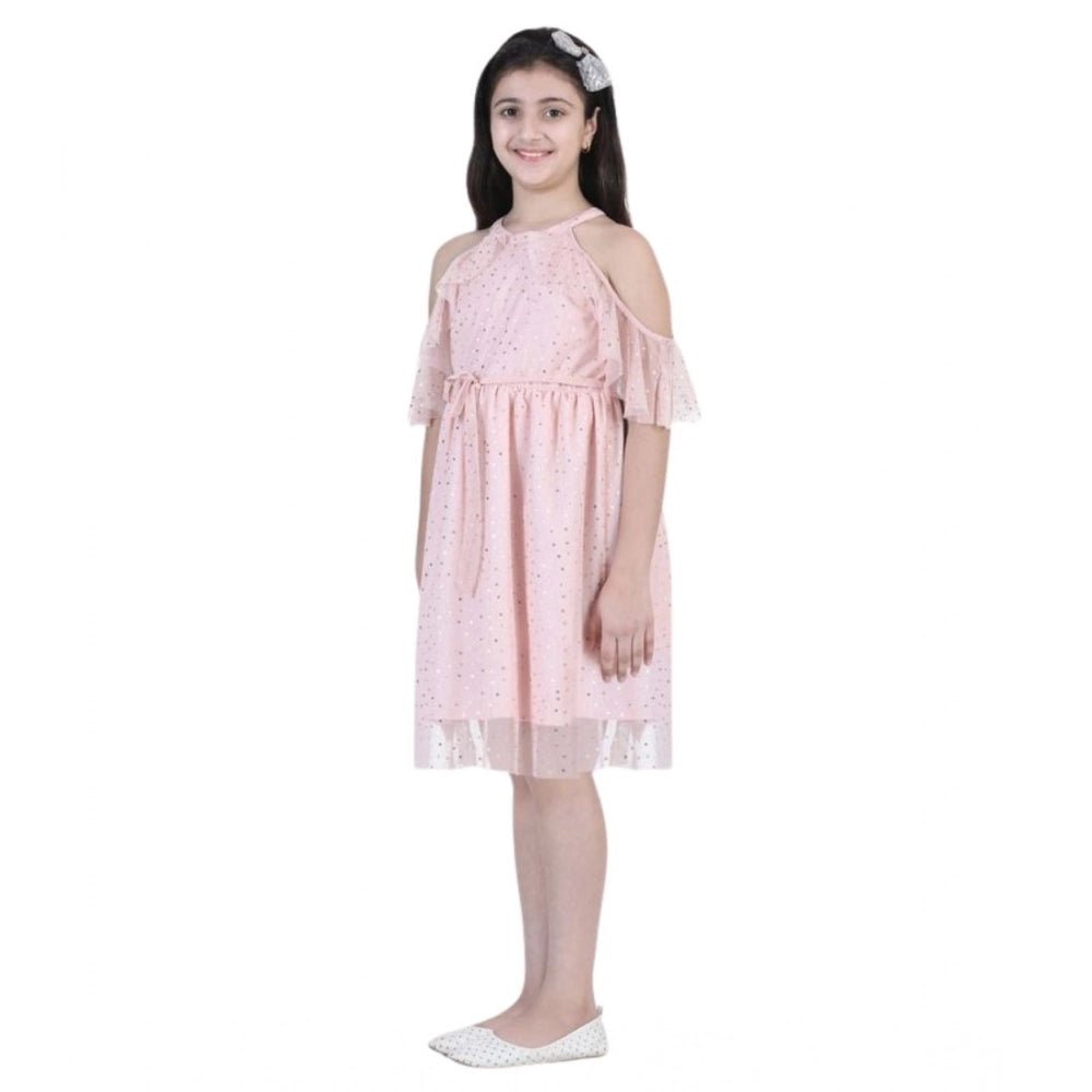 Girl's Net Printed Sleeveless Dress (Blush Pink) - Image 2