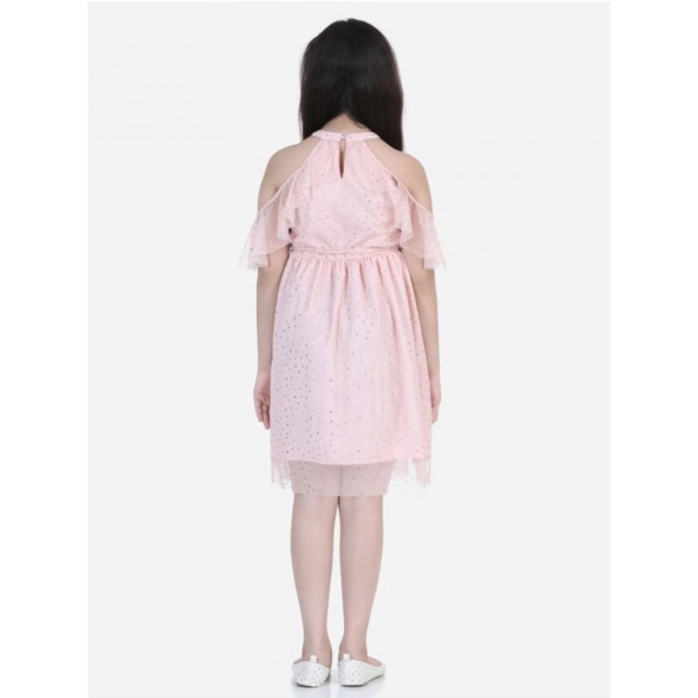 Girl's Net Printed Sleeveless Dress (Blush Pink) - Image 3
