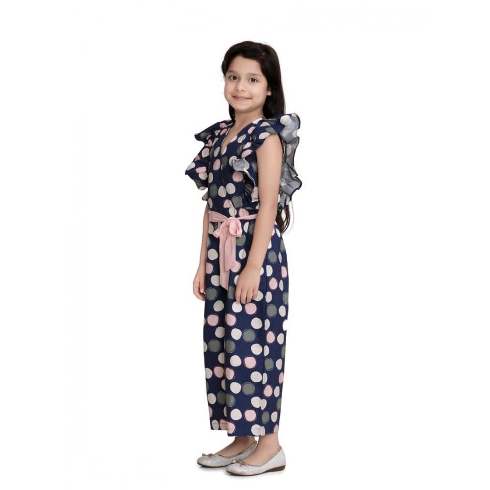 Girl's Rayon Polka Flutter Jumpsuit (Multicolor) - Image 4