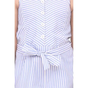 Girl's Polyester Cotton Blend Striped Sleeveless Jumpsuit (Light Blue)