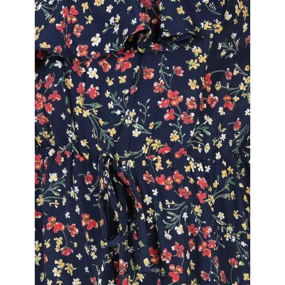 Girl's Polyester Moss Floral Sleeveless Jumpsuit (Multicolor) - Image 4