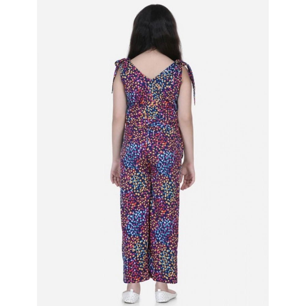 Girl's Polyester Crepe Floral Short Sleeve Set (Multicolor) - Image 3