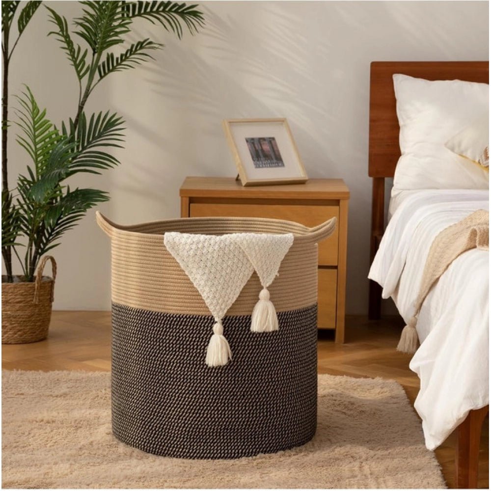 Cotton 12x14 Inch - Mix Storage Basket For Clothes With Out Lid (Dark-Brown) - Image 4