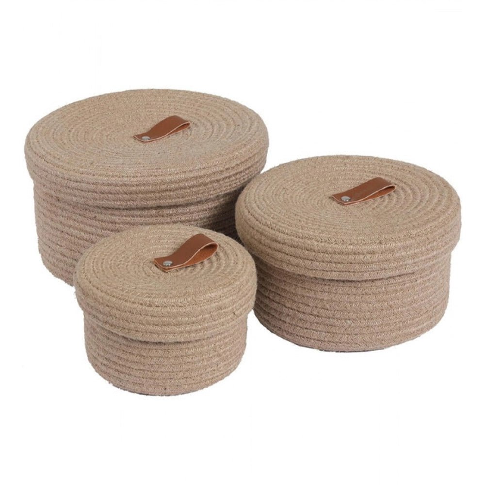 Cotton 3 Pcs Set Roti Box Storage Basket With Lid (Beige) - Image 2