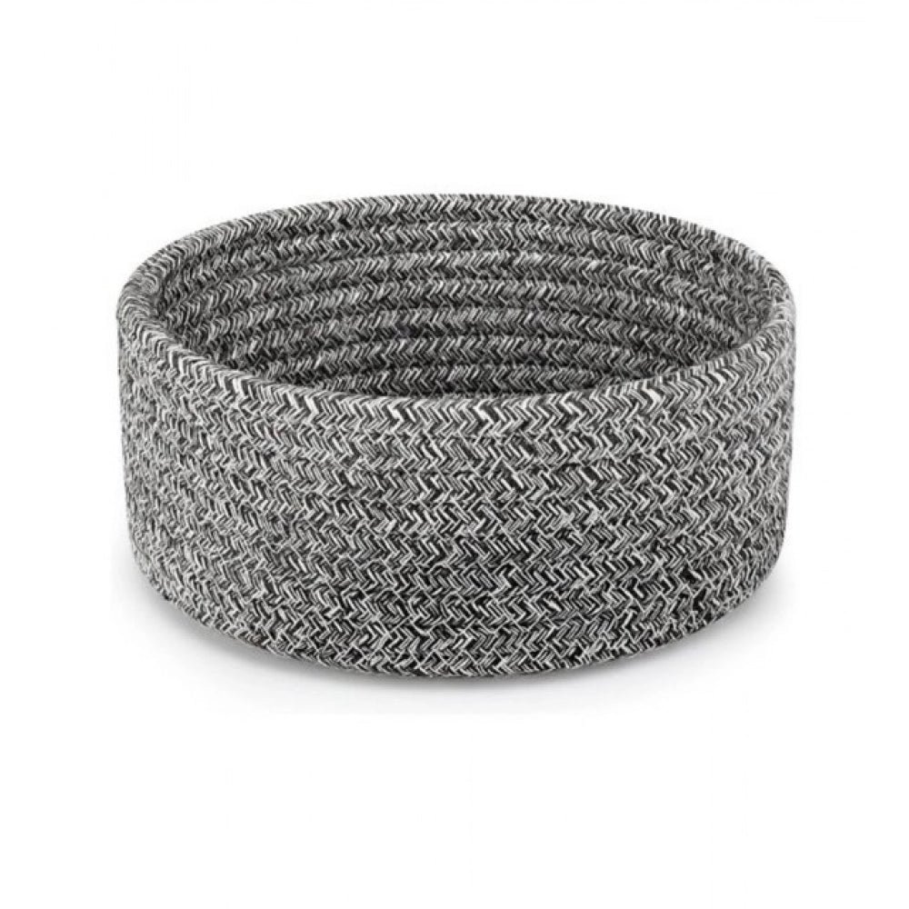 Cotton 8x3 Inch Kidi Round 1 Pcs Bedside Organizer With Out Lid (Black) - Image 2