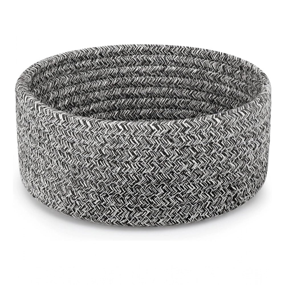 Cotton 8x3 Inch Kidi Round 1 Pcs Bedside Organizer With Out Lid (Black) - Image 4