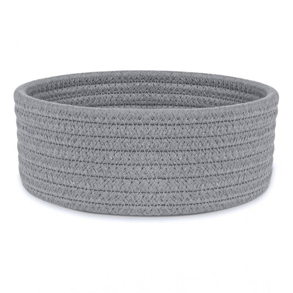 Cotton 8x3 Inch Round 1 Pcs Bedside Organizer With Out Lid (Gray) - Image 2