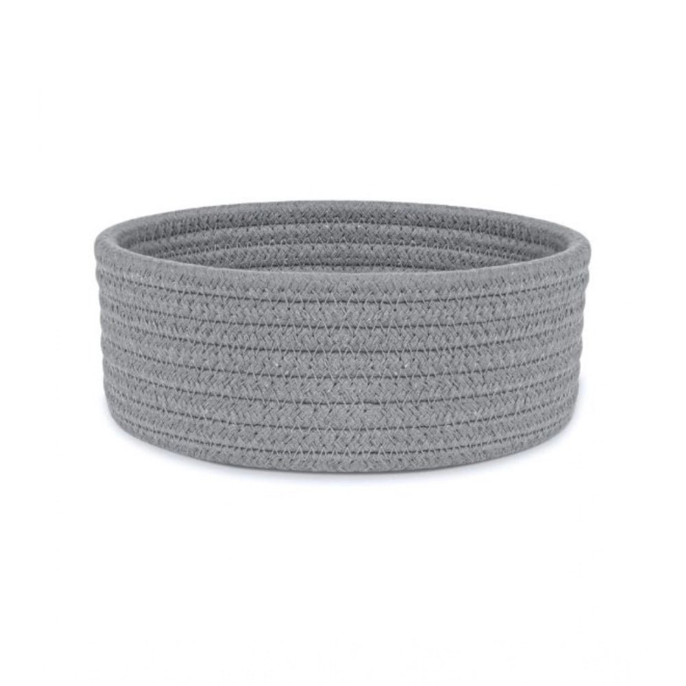 Cotton 8x3 Inch Round 1 Pcs Bedside Organizer With Out Lid (Gray) - Image 4