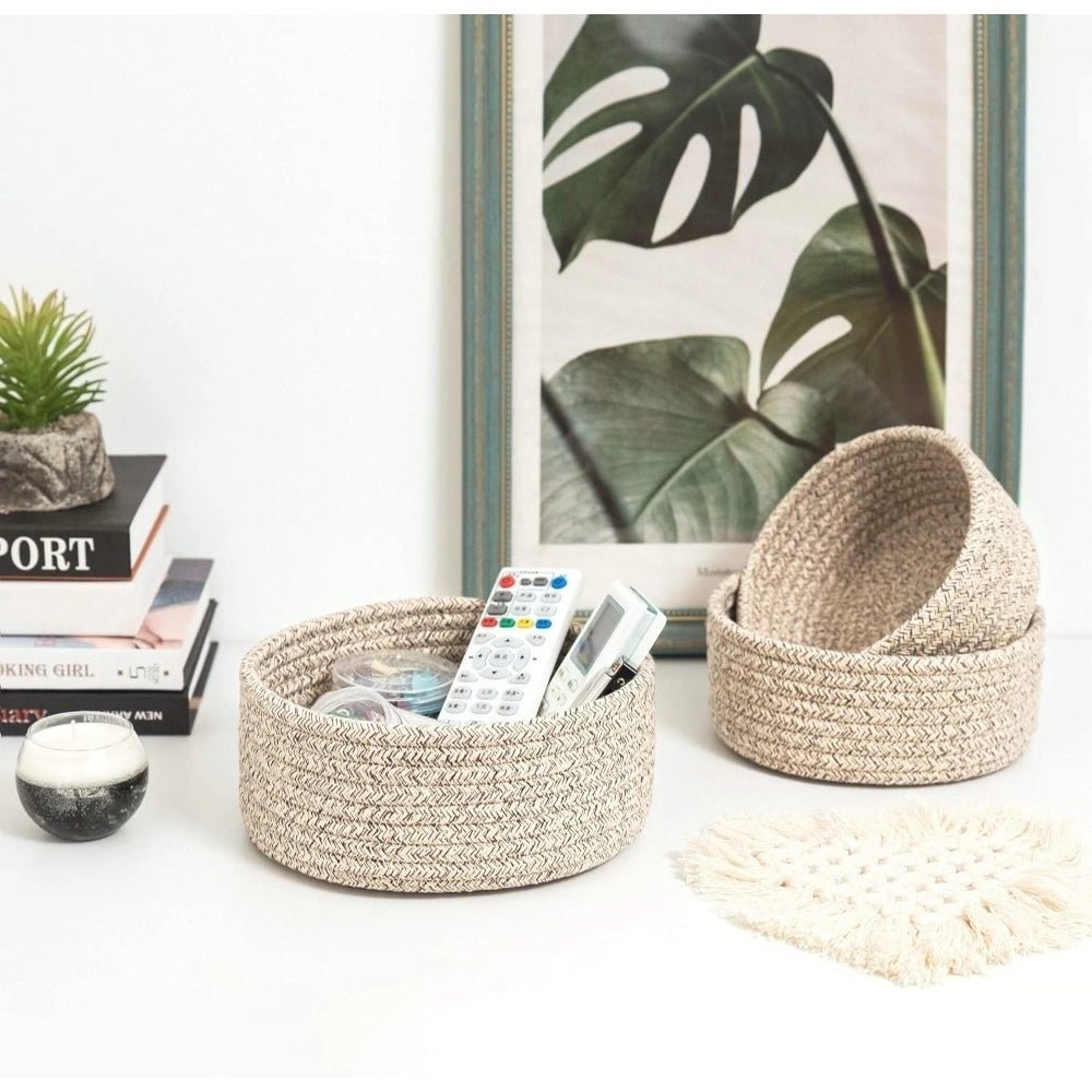 Cotton 8x3 Inch Kidi Round 3 Set Bedside Organizer With Out Lid (Kidi) - Image 4