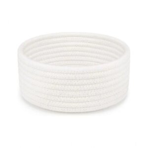 Cotton 8x3 Inch Round 1 Pcs Bedside Organizer With Out Lid (White)