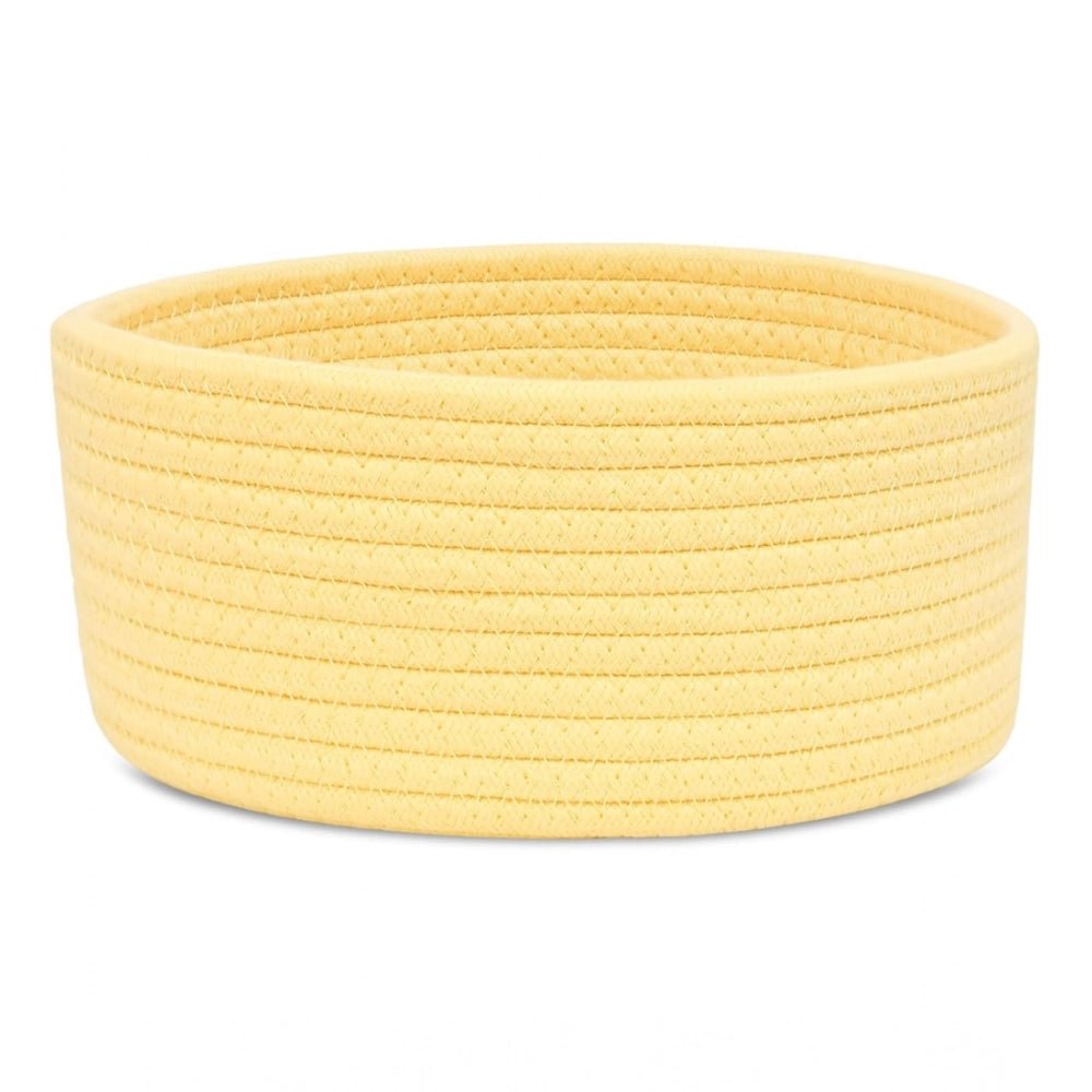 Cotton 8x3 Inch Round 1 Pcs Bedside Organizer With Out Lid (Yellow) - Image 2