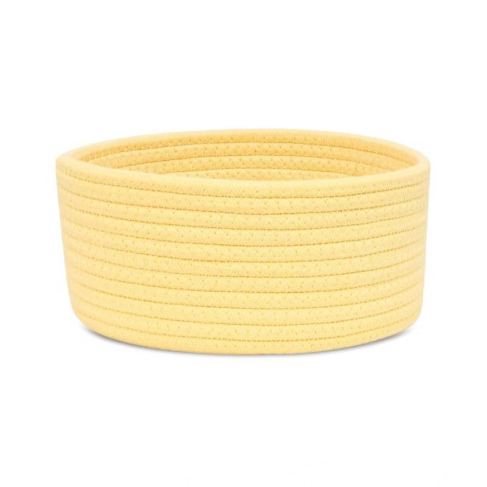 Cotton 8x3 Inch Round 1 Pcs Bedside Organizer With Out Lid (Yellow)