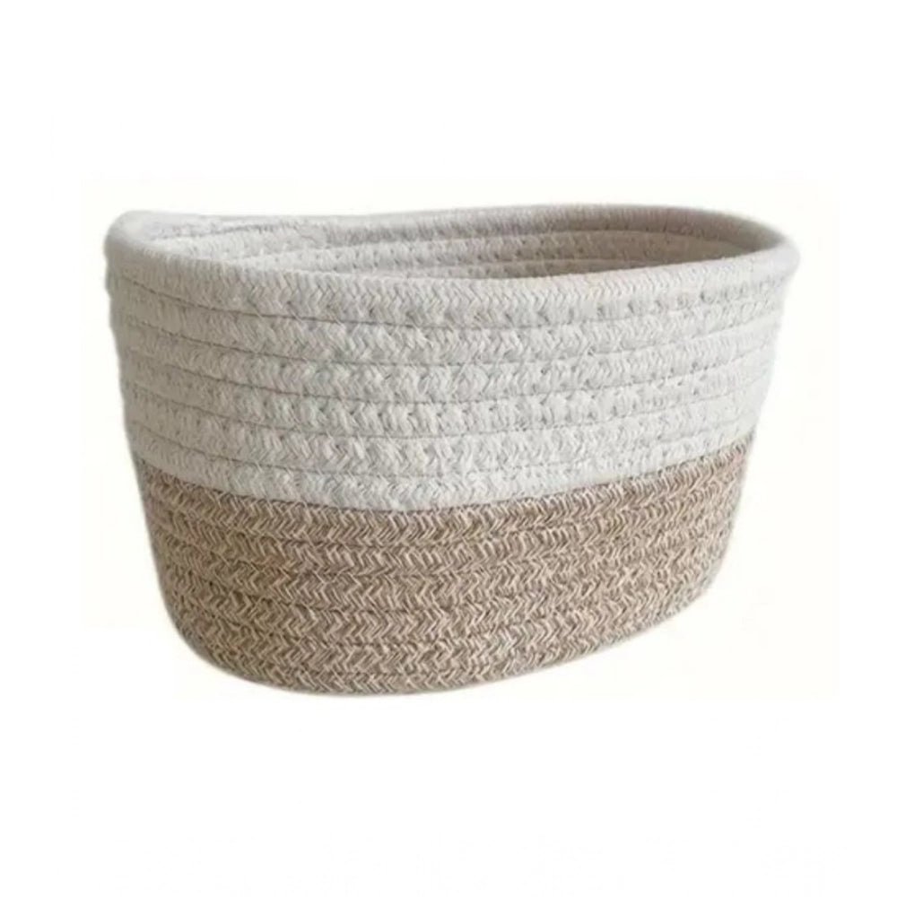 Cotton Pack Of_1 Bathroom Storage Basket For Clothes (White) - Image 2