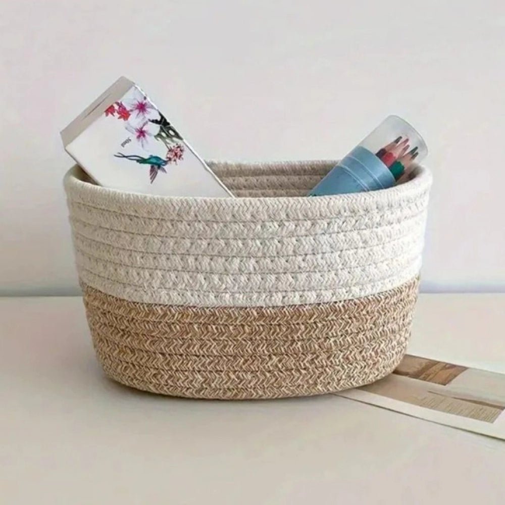 Cotton Pack Of_1 Bathroom Storage Basket For Clothes (White) - Image 3